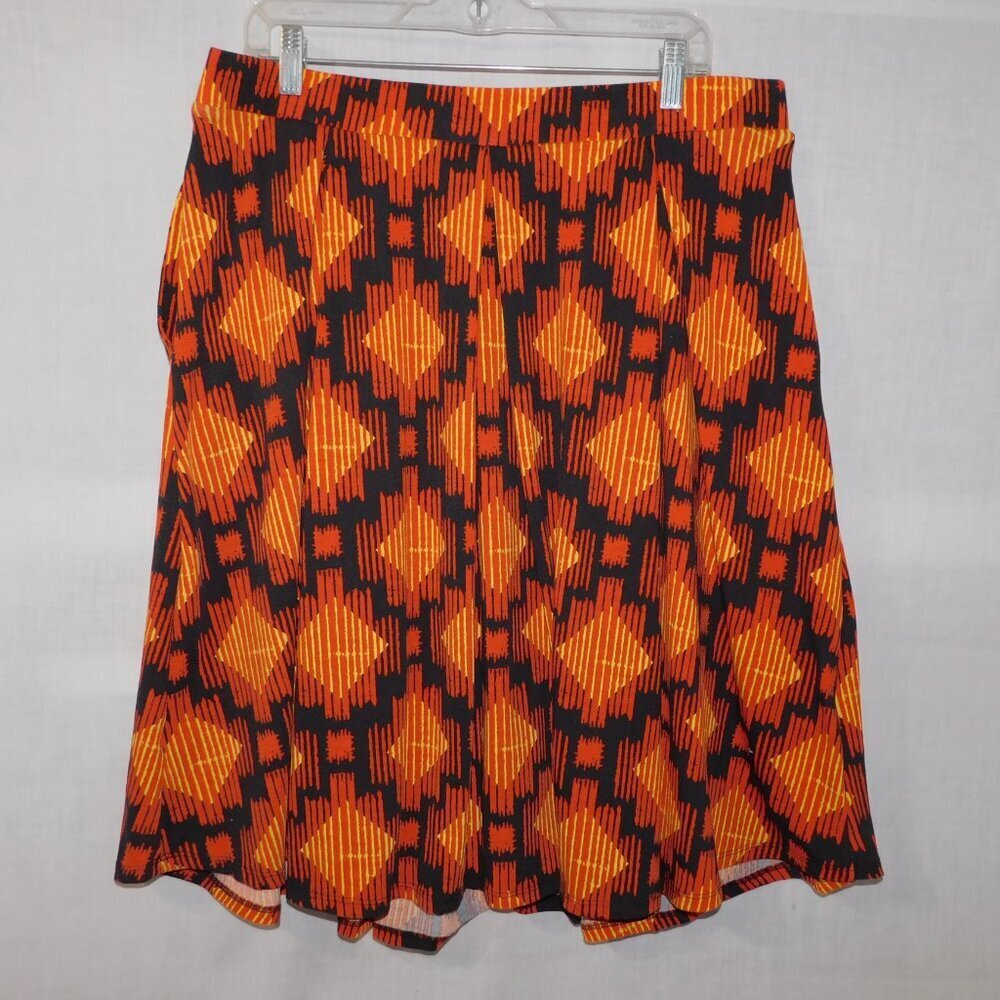 Lularoe Madison Orange Black A Line Pleated Skirt w Pockets UNWORN Womens 3XL - Picture 4 of 4